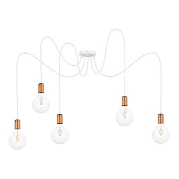 Kattokruunu johdossa MIROS 5xE27/60W/230V hämähäkki valkoinen/kupari