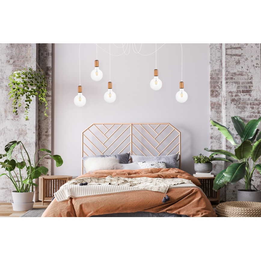 Kattokruunu johdossa MIROS 5xE27/60W/230V hämähäkki valkoinen/kupari