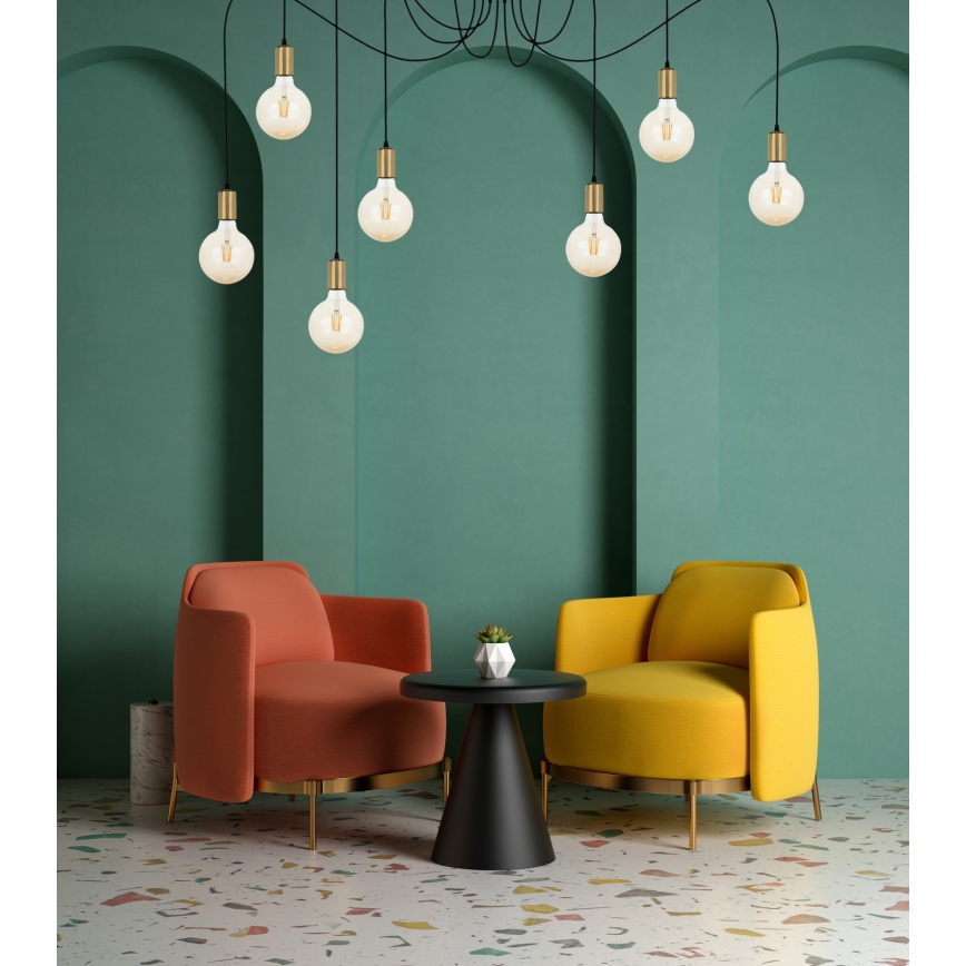 Kattokruunu johdossa MIROS 7xE27/60W/230V hämähäkki musta/kulta