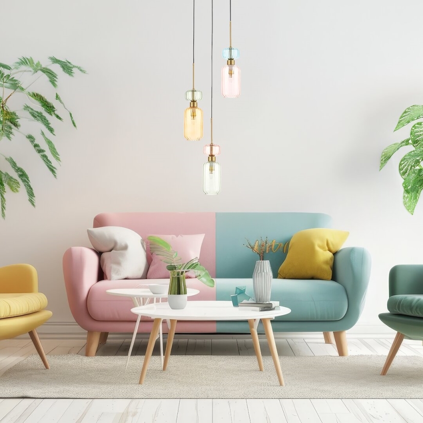 Kattokruunu johdossa MOLLY 3xE14/40W/230V halkaisija 38 cm värikäs