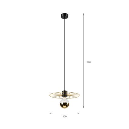 Kattokruunu johdossa MONTANA 1xE27/15W/230V halkaisija 30 cm kulta/musta