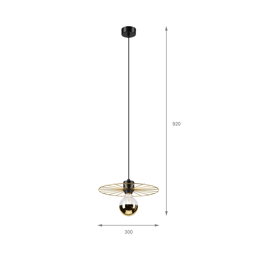 Kattokruunu johdossa MONTANA 1xE27/15W/230V halkaisija 30 cm kulta/musta