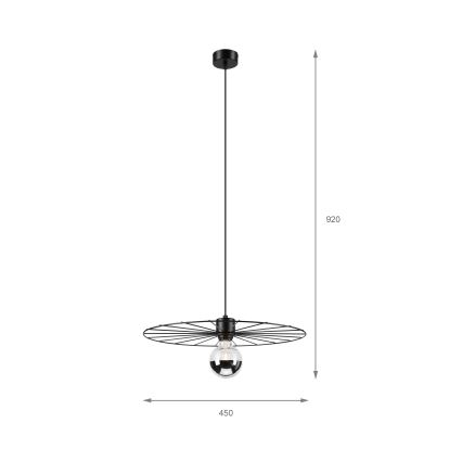 Kattokruunu johdossa MONTANA 1xE27/15W/230V halkaisija 45 cm musta