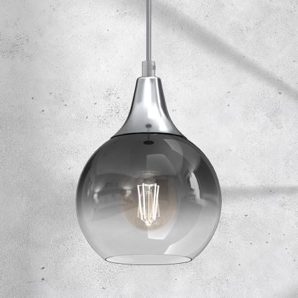 Kattokruunu johdossa MONTE 1xE27/60W/230V d. 15 cm mattakromi