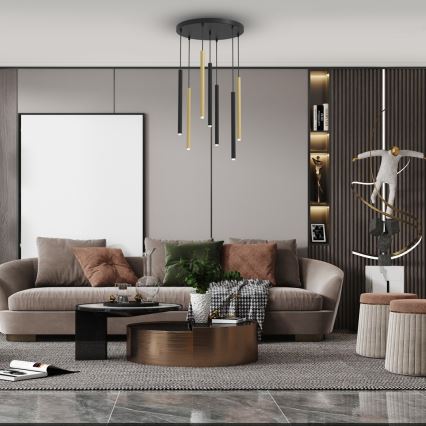 Kattokruunu johdossa MONZA 7xG9/8W/230V musta/kultainen