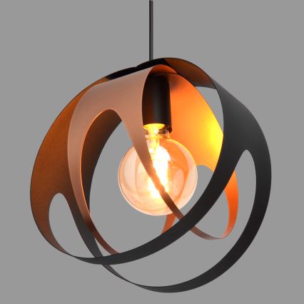 Kattokruunu johdossa MOONLIGHT 1xE27/15W/230V musta/kupari