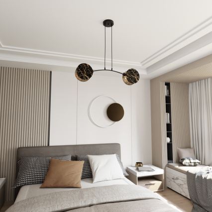 Kattokruunu johdossa MOTIF 2xE27/15W/230V musta/kulta