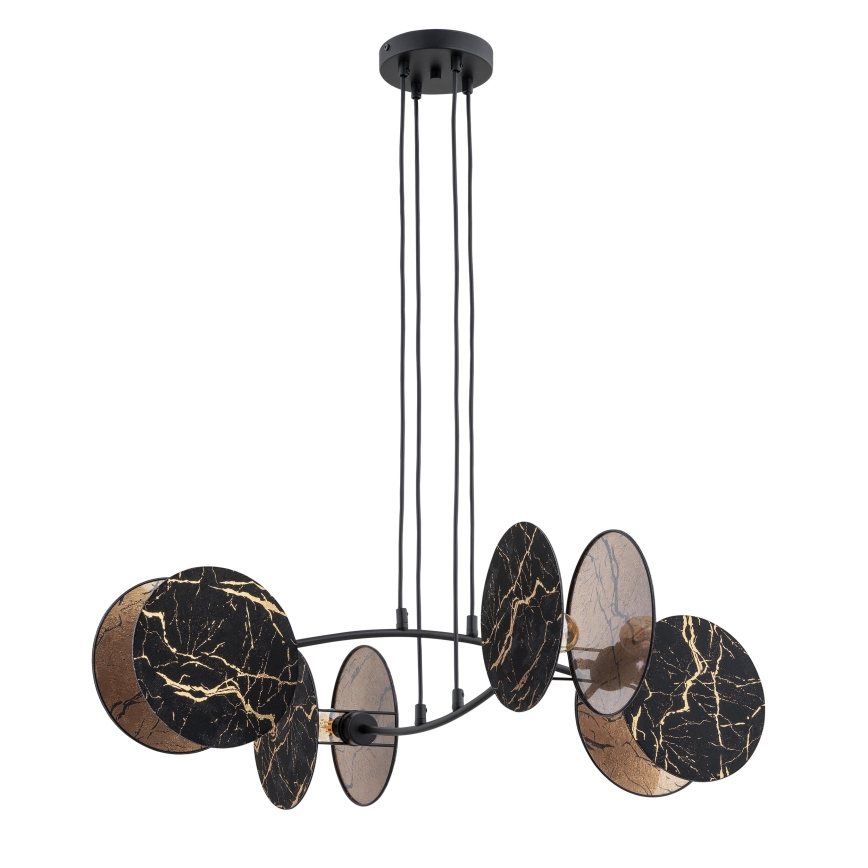 Kattokruunu johdossa MOTIF 4xE27/15W/230V musta/kulta