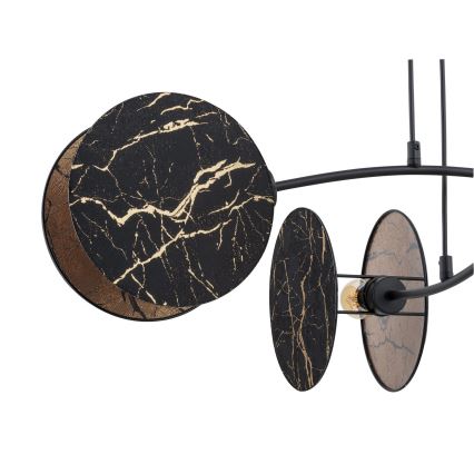 Kattokruunu johdossa MOTIF 4xE27/15W/230V musta/kulta