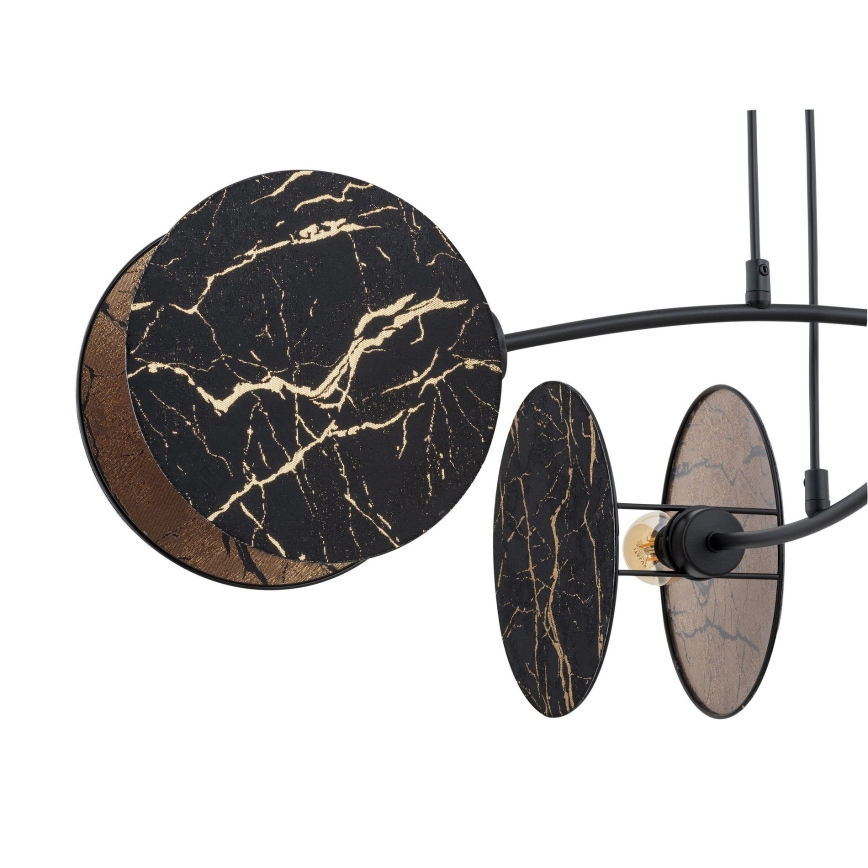 Kattokruunu johdossa MOTIF 4xE27/15W/230V musta/kulta