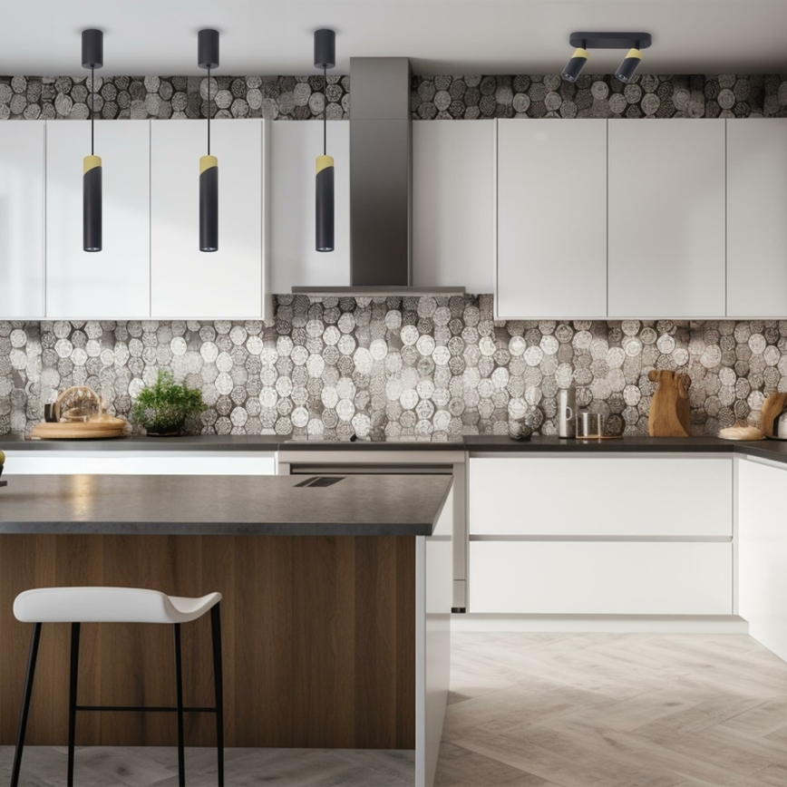 Kattokruunu johdossa NEO 1xGU10/8W/230V musta/kulta