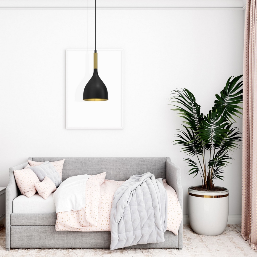 Kattokruunu johdossa NOAK 1xE27/15W/230V musta/kulta