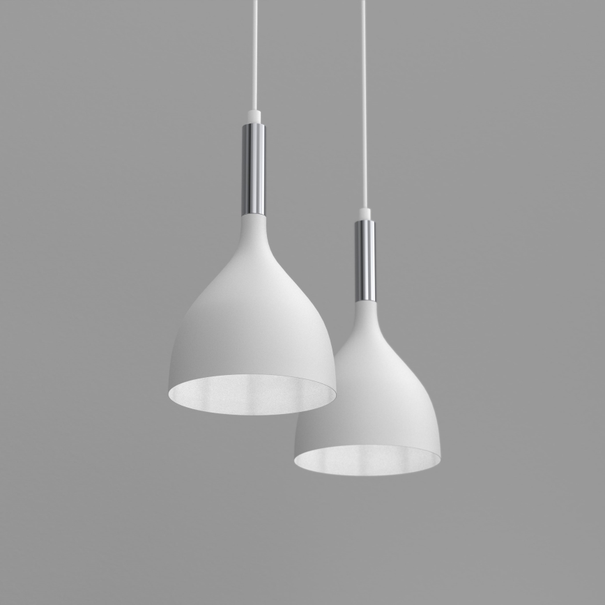 Kattokruunu johdossa NOAK 2xE27/15W/230V valkoinen/kiiltävä kromi