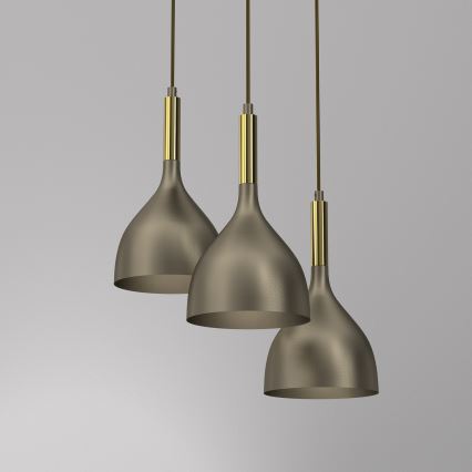 Kattokruunu johdossa NOAK 3xE27/15W/230V messinki/kulta