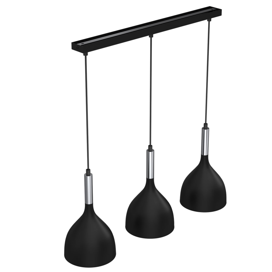 Kattokruunu johdossa NOAK 3xE27/15W/230V musta/kiiltävä kromi