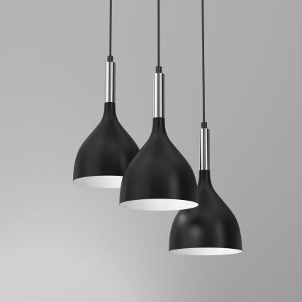 Kattokruunu johdossa NOAK 3xE27/15W/230V musta/kiiltävä kromi