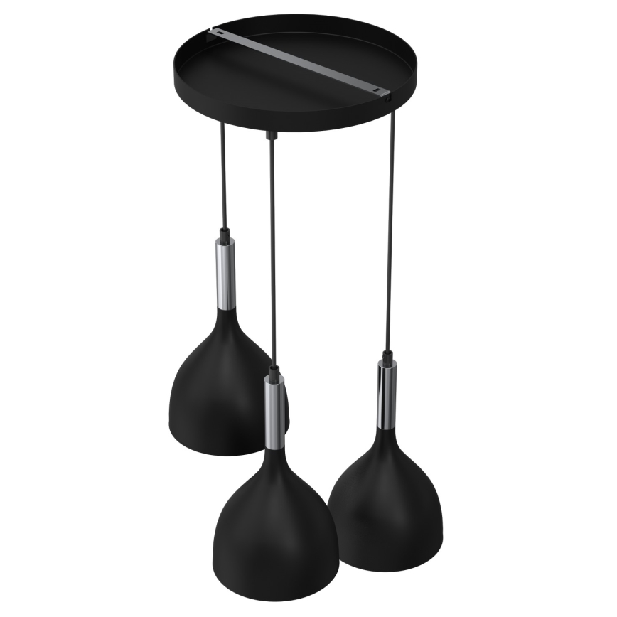 Kattokruunu johdossa NOAK 3xE27/15W/230V musta/kiiltävä kromi