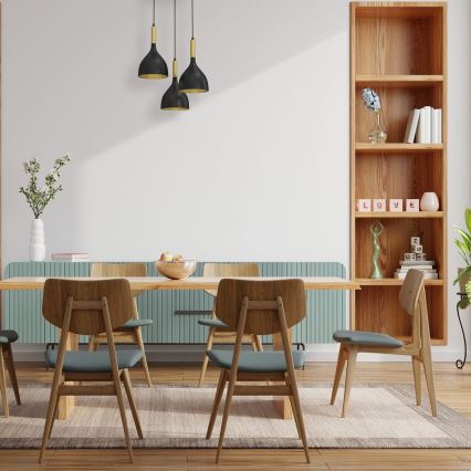 Kattokruunu johdossa NOAK 3xE27/15W/230V musta/kulta