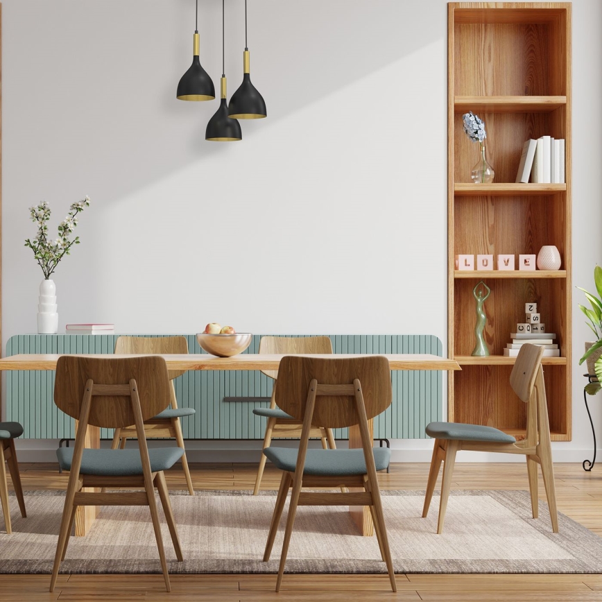 Kattokruunu johdossa NOAK 3xE27/15W/230V musta/kulta