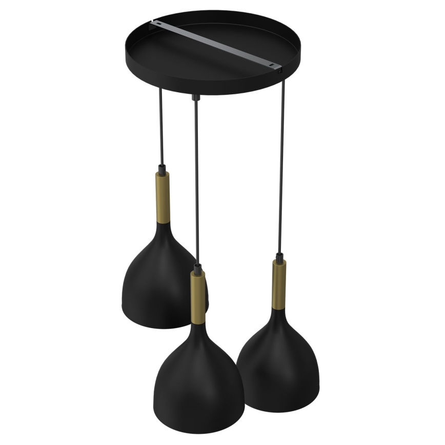 Kattokruunu johdossa NOAK 3xE27/15W/230V musta/kulta