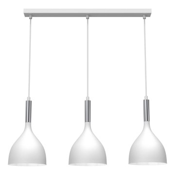 Kattokruunu johdossa NOAK 3xE27/15W/230V valkoinen/kiiltävä kromi