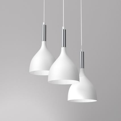 Kattokruunu johdossa NOAK 3xE27/15W/230V valkoinen/kiiltävä kromi