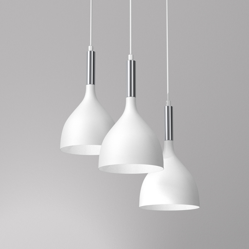 Kattokruunu johdossa NOAK 3xE27/15W/230V valkoinen/kiiltävä kromi