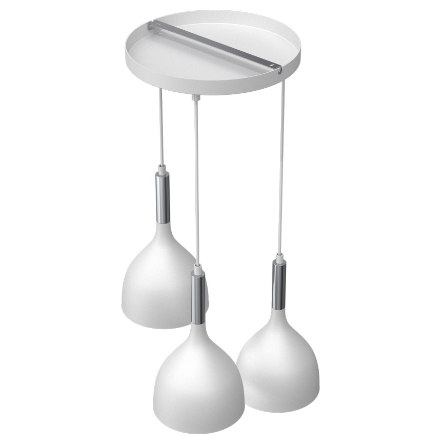 Kattokruunu johdossa NOAK 3xE27/15W/230V valkoinen/kiiltävä kromi