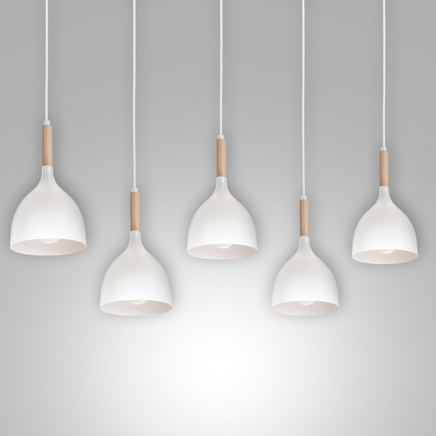 Kattokruunu johdossa NOAK 5xE27/15W/230V valkoinen/pyökki