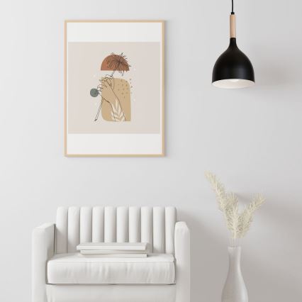 Kattokruunu johdossa NOAK WOOD 1xE27/15W/230V musta/pyökki