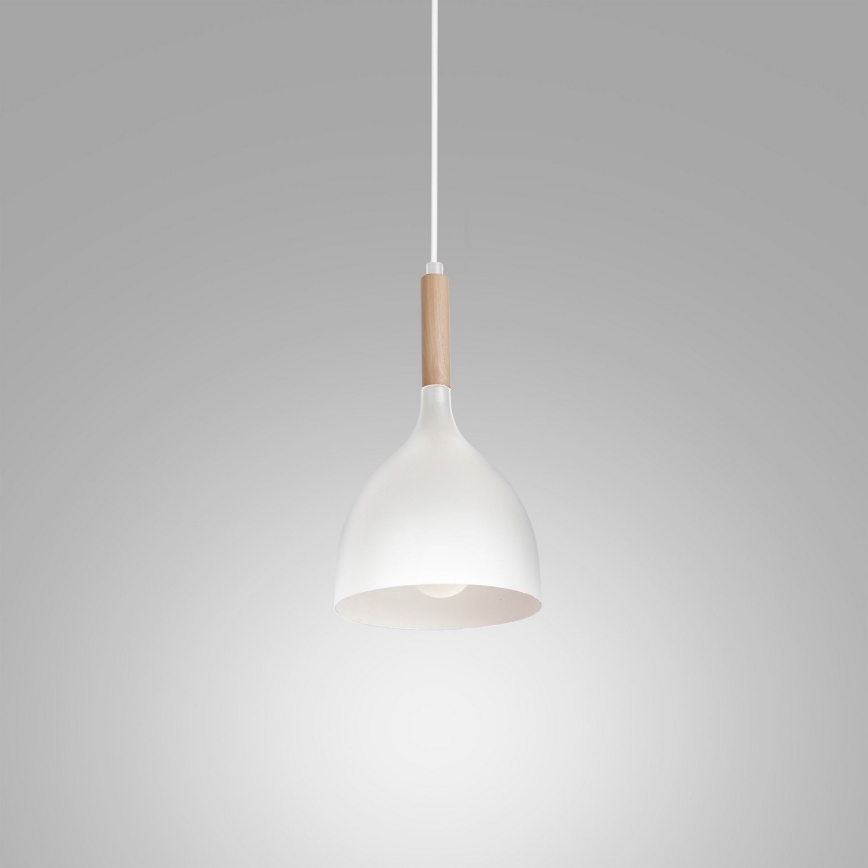 Kattokruunu johdossa NOAK WOOD 1xE27/15W/230V valkoinen/pyökki