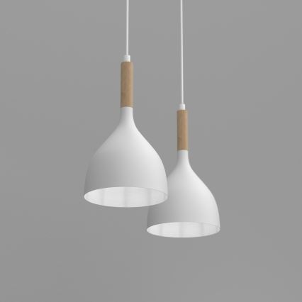 Kattokruunu johdossa NOAK WOOD 2xE27/15W/230V valkoinen/pyökki