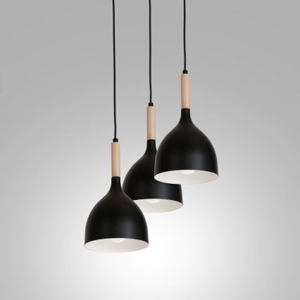 Kattokruunu johdossa NOAK WOOD 3xE27/15W/230V musta/pyökki