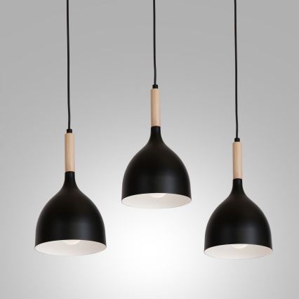 Kattokruunu johdossa NOAK WOOD 3xE27/15W/230V musta/pyökki