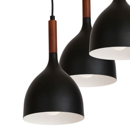 Kattokruunu johdossa NOAK WOOD 3xE27/15W/230V musta/pyökki