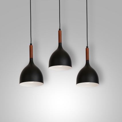 Kattokruunu johdossa NOAK WOOD 3xE27/15W/230V musta/pyökki
