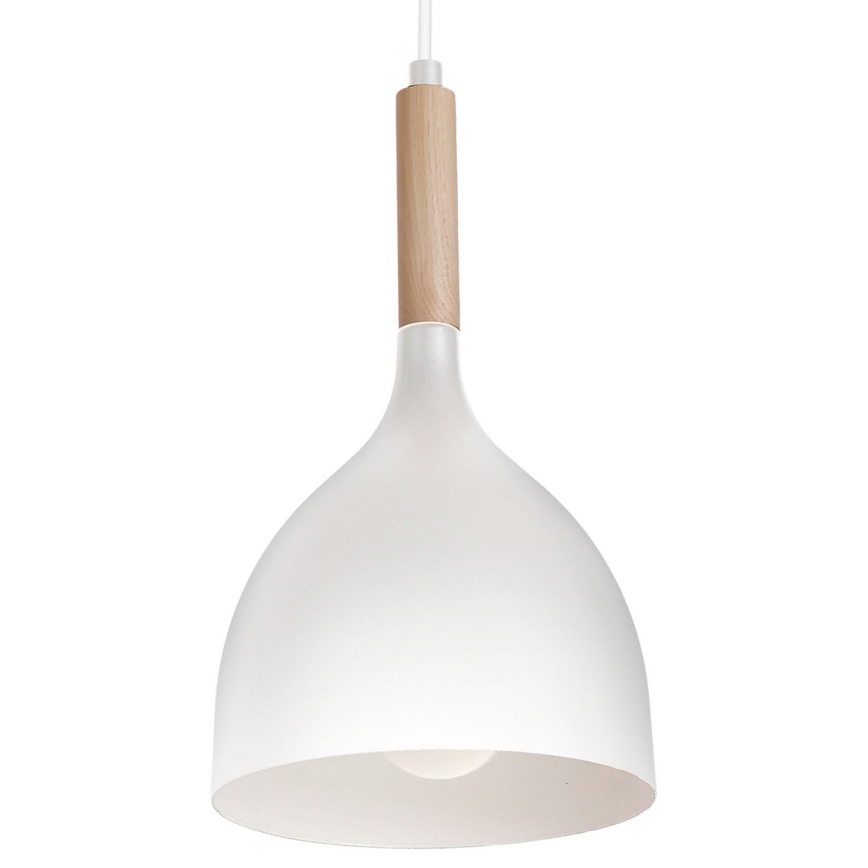Kattokruunu johdossa NOAK WOOD 3xE27/15W/230V valkoinen/pyökki