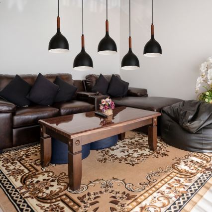 Kattokruunu johdossa NOAK WOOD 5xE27/15W/230V musta/pyökki