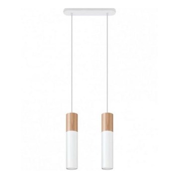 Kattokruunu johdossa PABLO 2xGU10/40W/230V valkoinen/pyökki