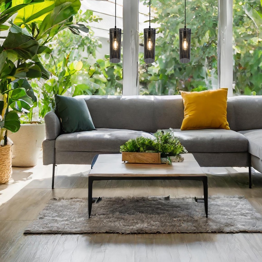 Kattokruunu johdossa PADOVA 3xE27/15W/230V musta