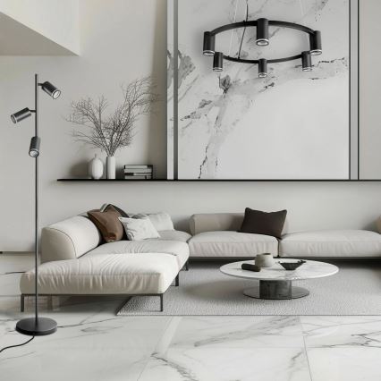 Kattokruunu johdossa PARIISI 6xGU10/12W/230V musta