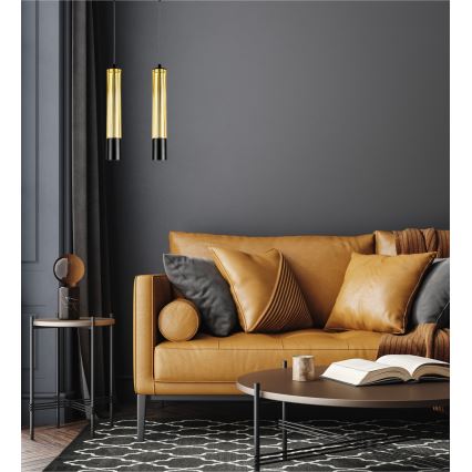 Kattokruunu johdossa PRESCOT 2xGU10/40W/230V kultainen