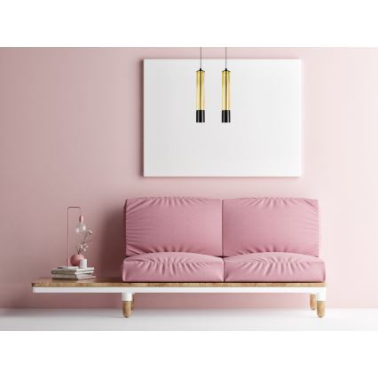 Kattokruunu johdossa PRESCOT 2xGU10/40W/230V kultainen