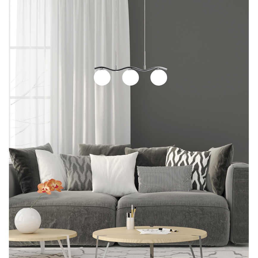 Kattokruunu johdossa RAMON 3xG9/40W/230V kiiltävä kromi