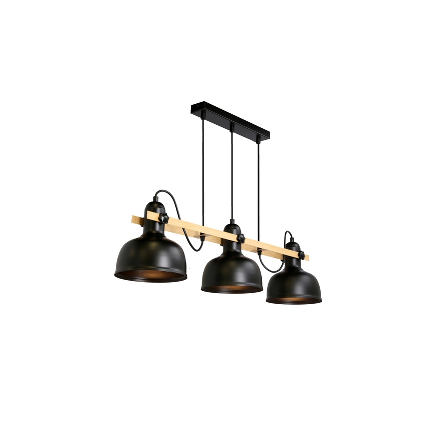 Kattokruunu johdossa RENO 3xE27/40W/230V musta/ruskea