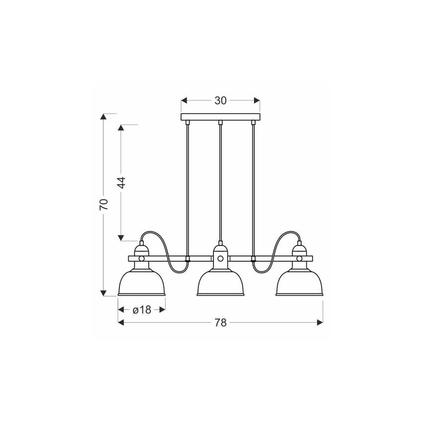 Kattokruunu johdossa RENO 3xE27/40W/230V musta/ruskea
