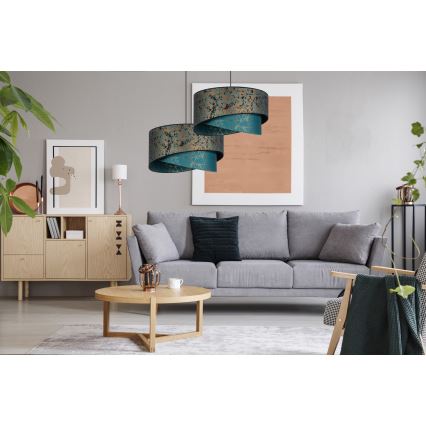 Kattokruunu johdossa REZO 1xE27/60W/230V turkoosi/kulta