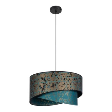 Kattokruunu johdossa REZO 1xE27/60W/230V turkoosi/kulta