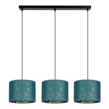 Kattokruunu johdossa REZO 3xE27/60W/230V turkoosi