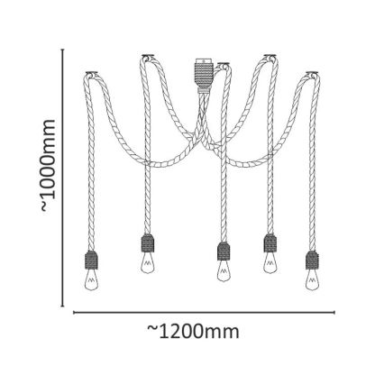 Kattokruunu johdossa ROPE CASA 5xE27/12W/230V hämähäkki